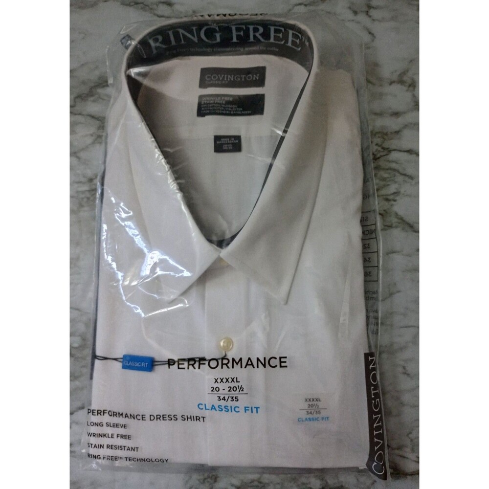 NWT Covington Classic Fit White Button Up Long Sleeve Size XXXXL 20.5 34/35
